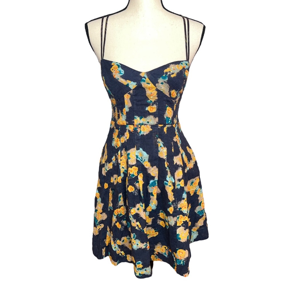Free People Yellow Floral Strappy-Back Dress
